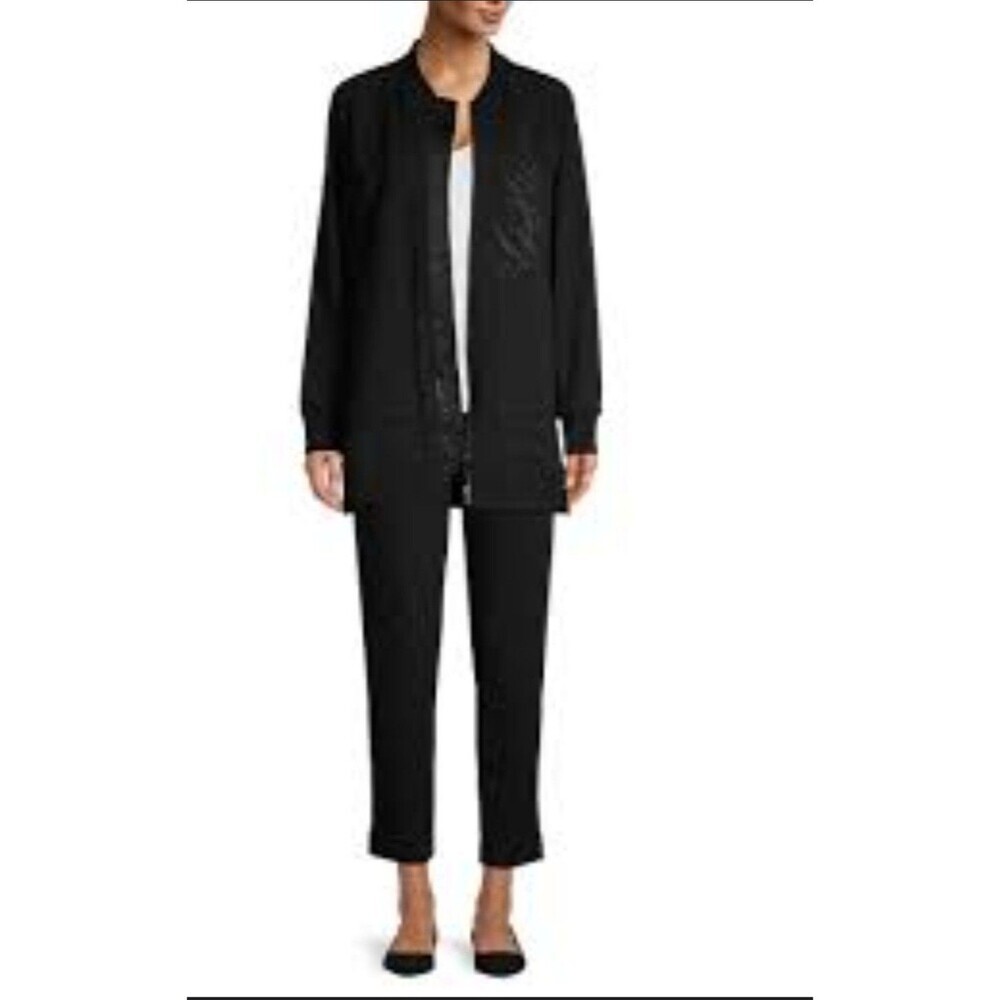 Kobi Halperin Mia Jacket S Black Smart Luxury Bamboo Embroidered Full Zip